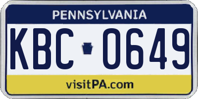 PA license plate KBC0649