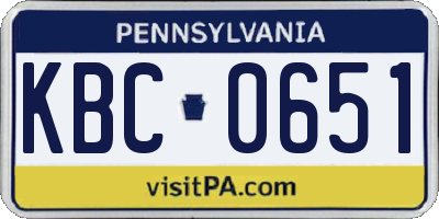 PA license plate KBC0651