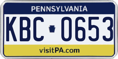 PA license plate KBC0653