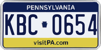 PA license plate KBC0654