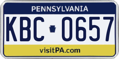 PA license plate KBC0657