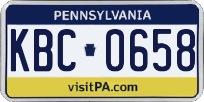 PA license plate KBC0658