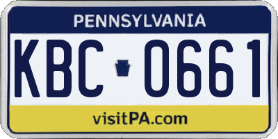PA license plate KBC0661