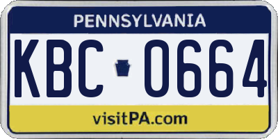 PA license plate KBC0664