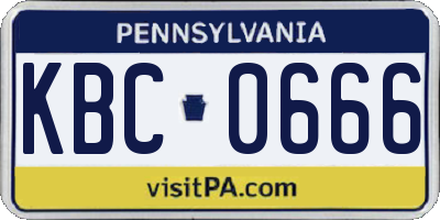 PA license plate KBC0666