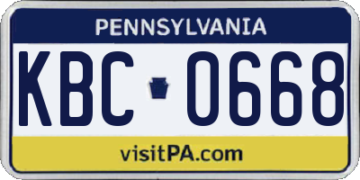 PA license plate KBC0668