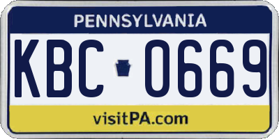 PA license plate KBC0669
