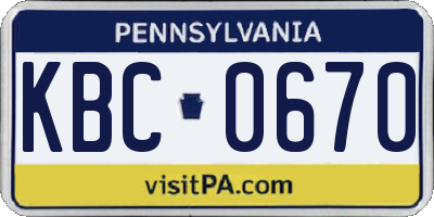 PA license plate KBC0670