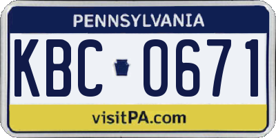 PA license plate KBC0671
