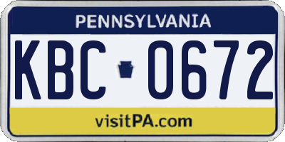 PA license plate KBC0672