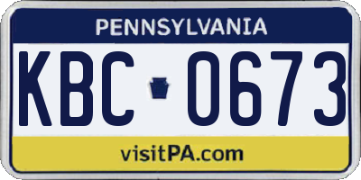 PA license plate KBC0673