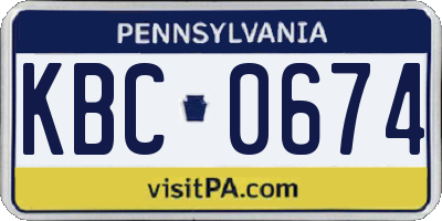 PA license plate KBC0674