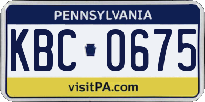 PA license plate KBC0675