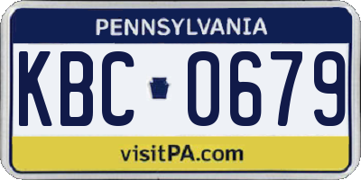 PA license plate KBC0679