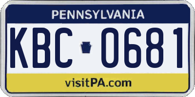 PA license plate KBC0681