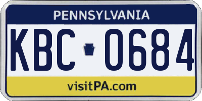 PA license plate KBC0684