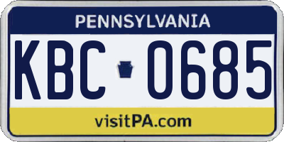 PA license plate KBC0685