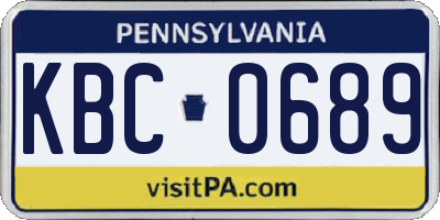 PA license plate KBC0689