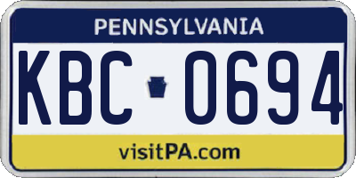 PA license plate KBC0694