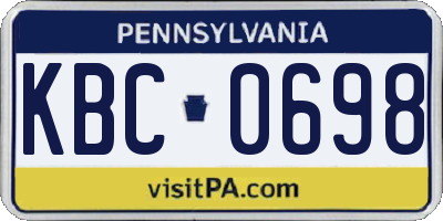 PA license plate KBC0698