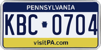 PA license plate KBC0704
