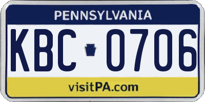 PA license plate KBC0706