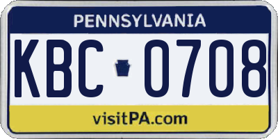 PA license plate KBC0708