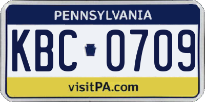 PA license plate KBC0709
