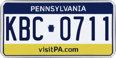 PA license plate KBC0711