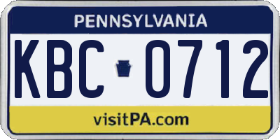 PA license plate KBC0712