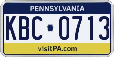 PA license plate KBC0713