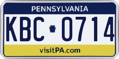 PA license plate KBC0714