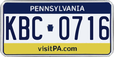 PA license plate KBC0716
