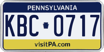 PA license plate KBC0717