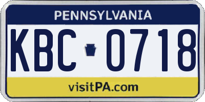 PA license plate KBC0718