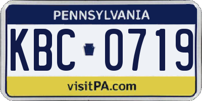 PA license plate KBC0719