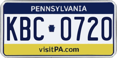 PA license plate KBC0720