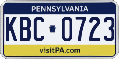 PA license plate KBC0723