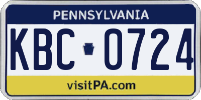 PA license plate KBC0724
