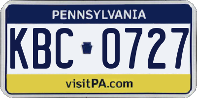 PA license plate KBC0727