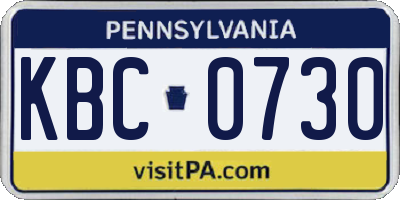 PA license plate KBC0730