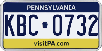 PA license plate KBC0732