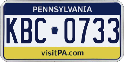 PA license plate KBC0733