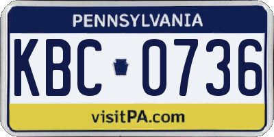 PA license plate KBC0736