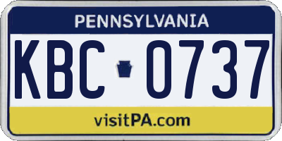 PA license plate KBC0737