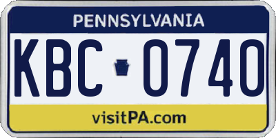 PA license plate KBC0740