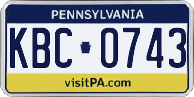 PA license plate KBC0743