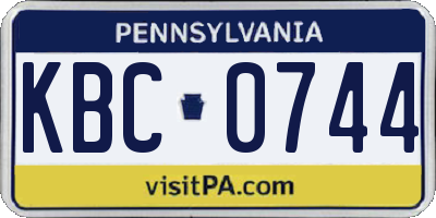 PA license plate KBC0744