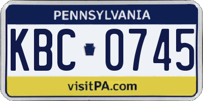 PA license plate KBC0745