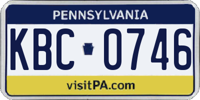 PA license plate KBC0746